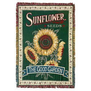 NEW Vintage Sunflower Seed Cotton Jacquard Woven Throw by Rug Barn